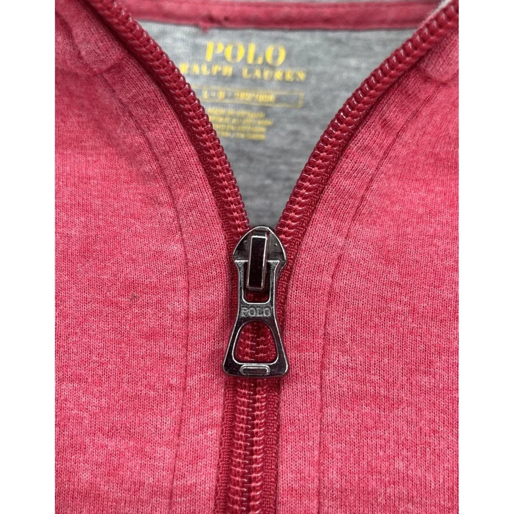 Polo Ralph Lauren Sweatshirt Mens L Salmon Pink 1/4 Zip Up Preppy Pony Pullover